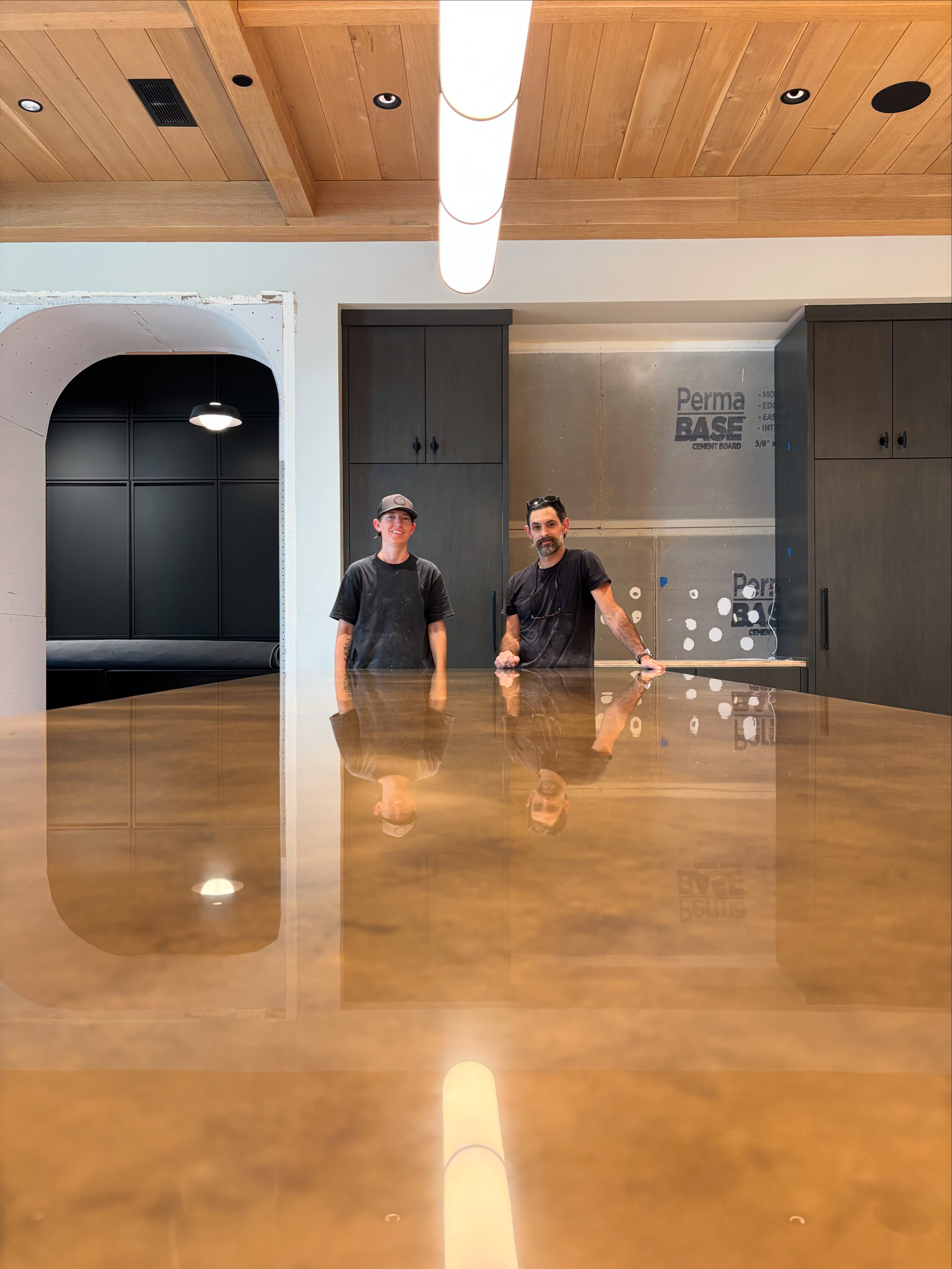 Troon copper island countertop seamless installation