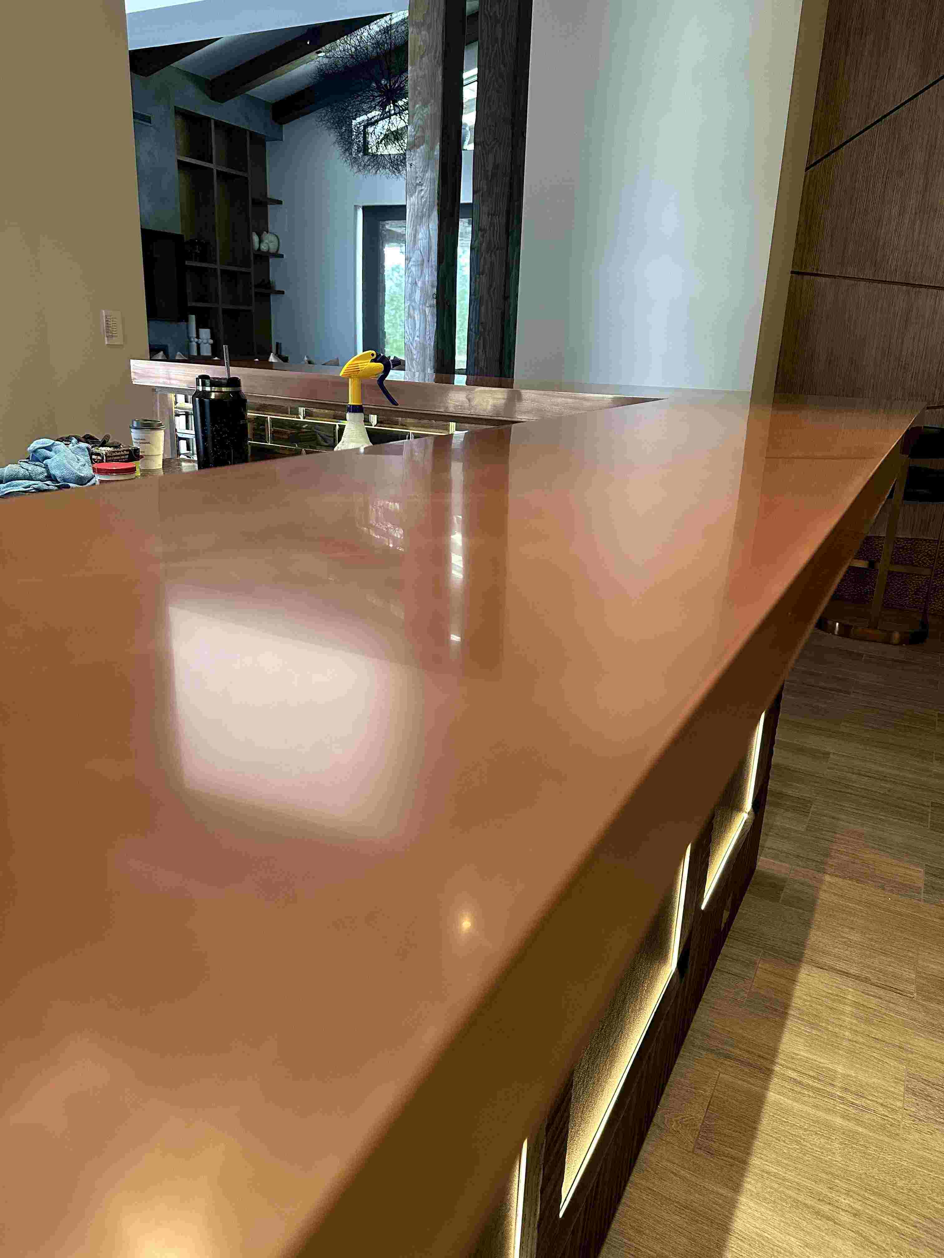 Brass fireplace with quartz slabs Paradise Valley