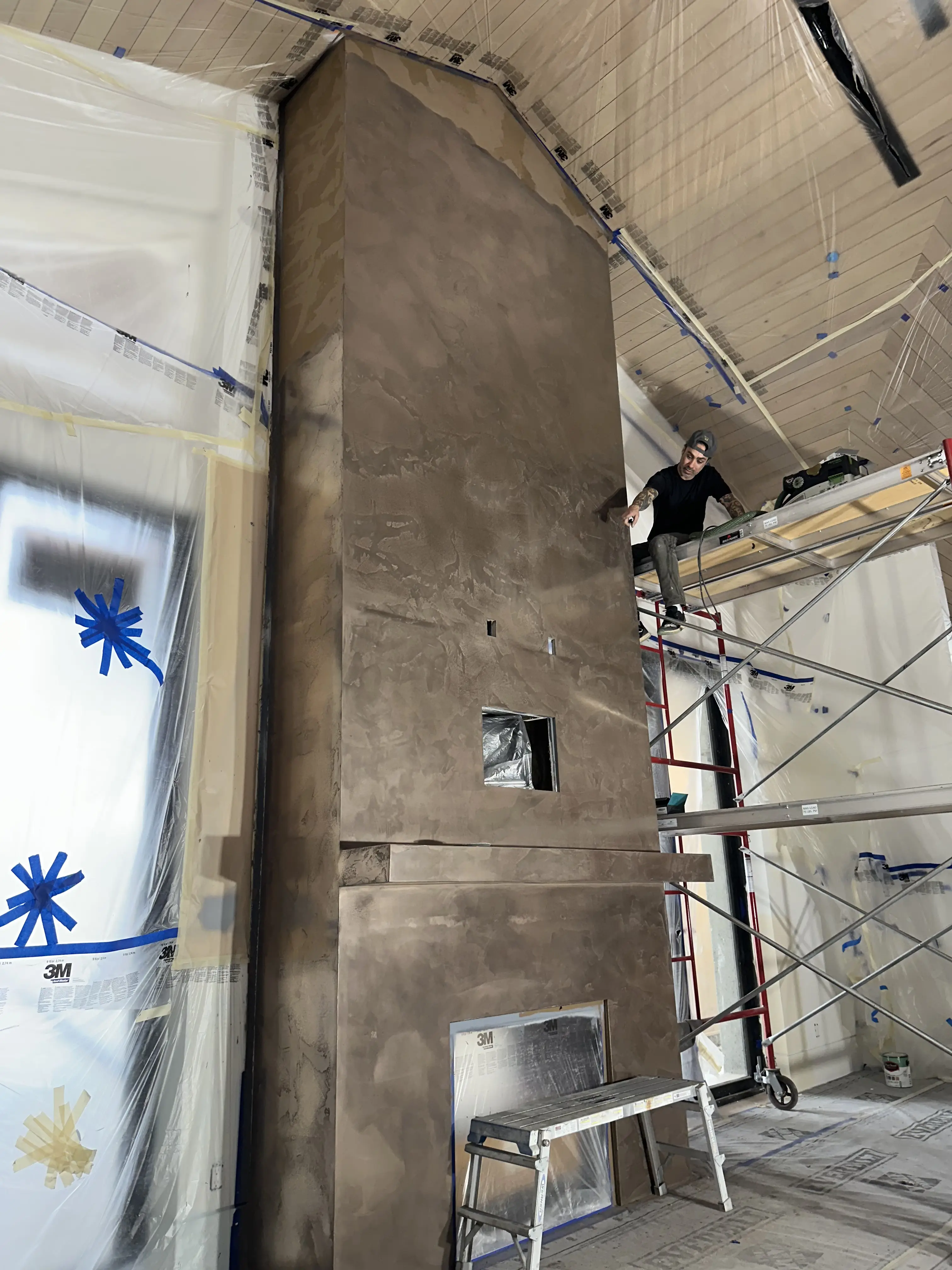 22-foot bronze fireplace