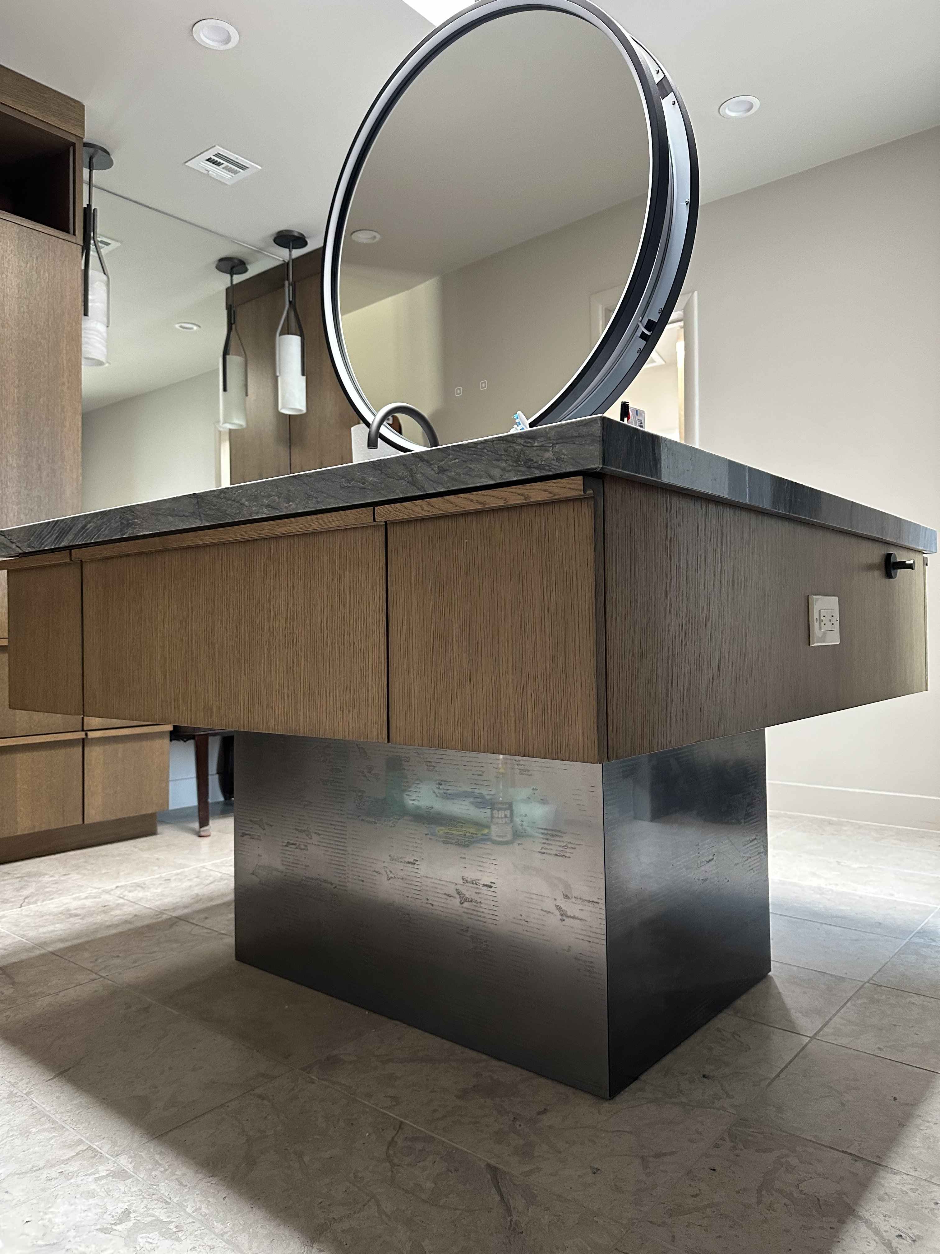 Chandler massive 12x5 bronze table wood base with gloss clear